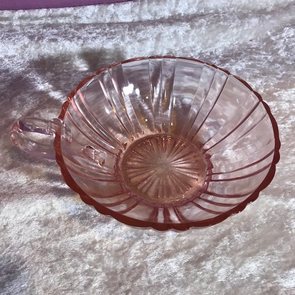 Vintage Anchor Hocking * Miss America Light Pink Dish with Handle GUC Retro Home - Picture 1 of 8